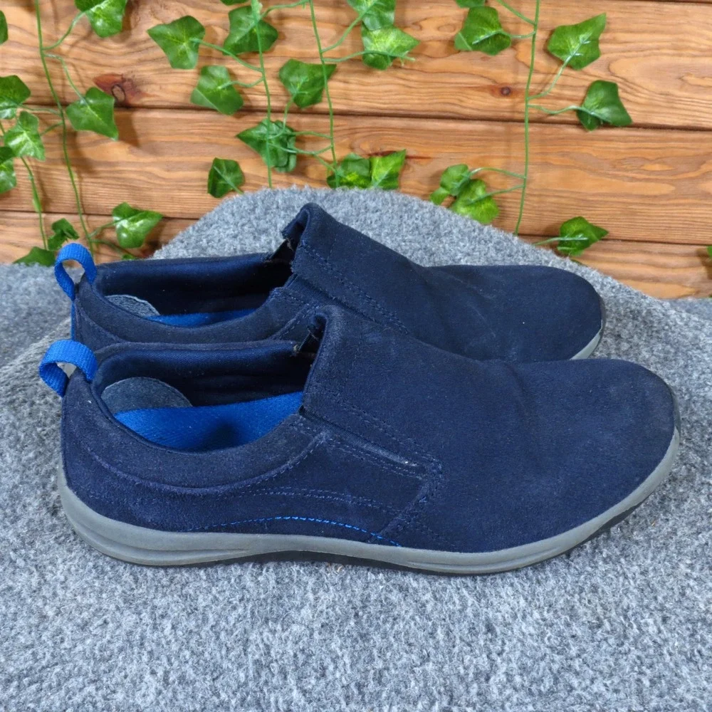 Lands' End 459832 Womens Slip-On Shoes Size 7B Walking Navy Blue Suede